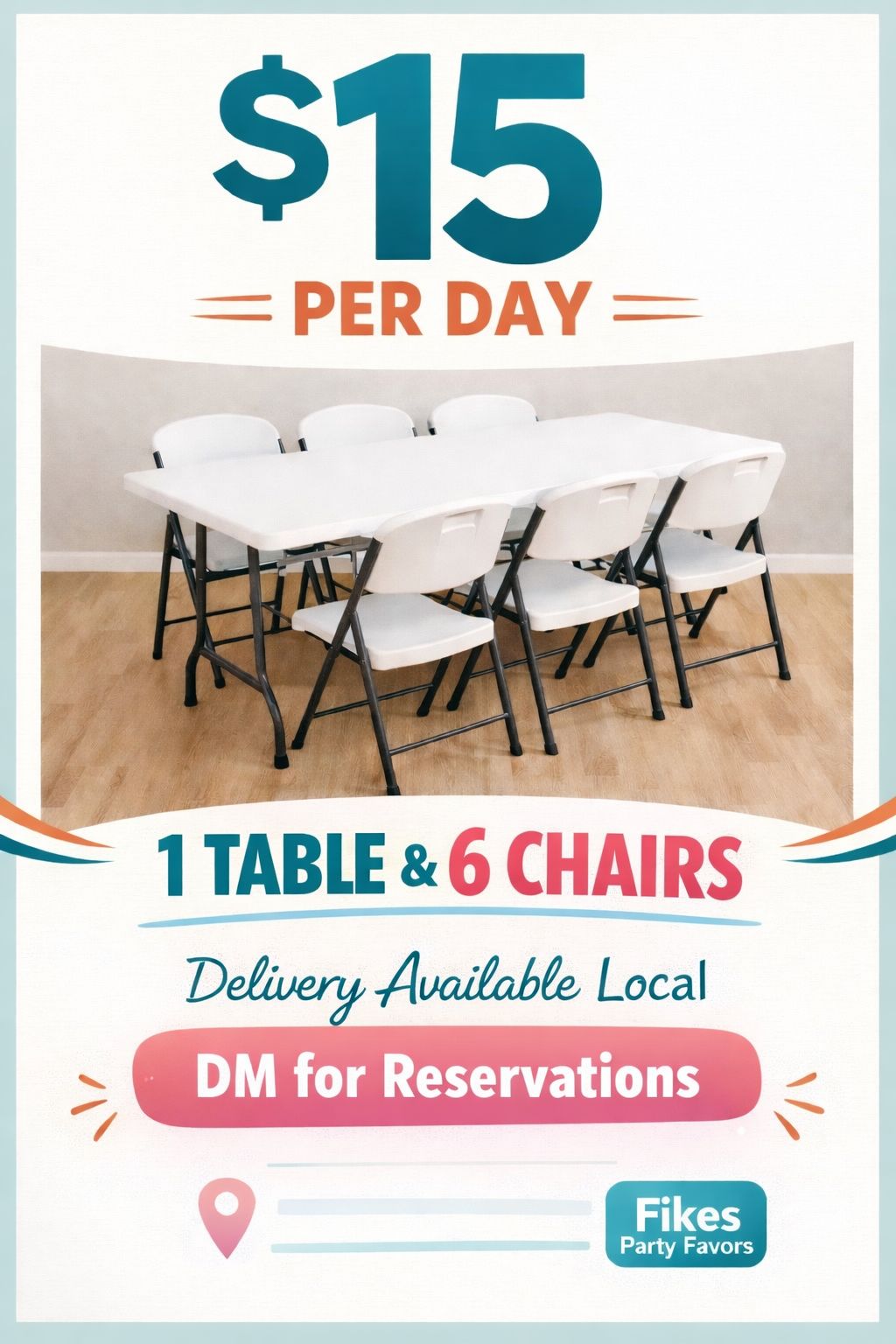 Table and chair price for qty. 1